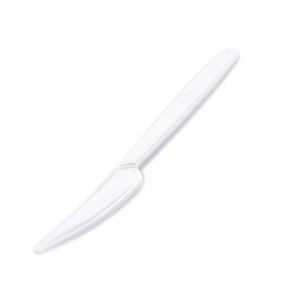 Kés, műanyag, többször használatos, 18 cm, 50 db, fehér