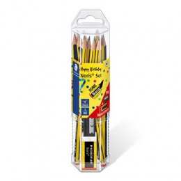 Grafitceruza készlet, hegyezővel, radírral, HB, hatszögletű, STAEDTLER "Noris 120"